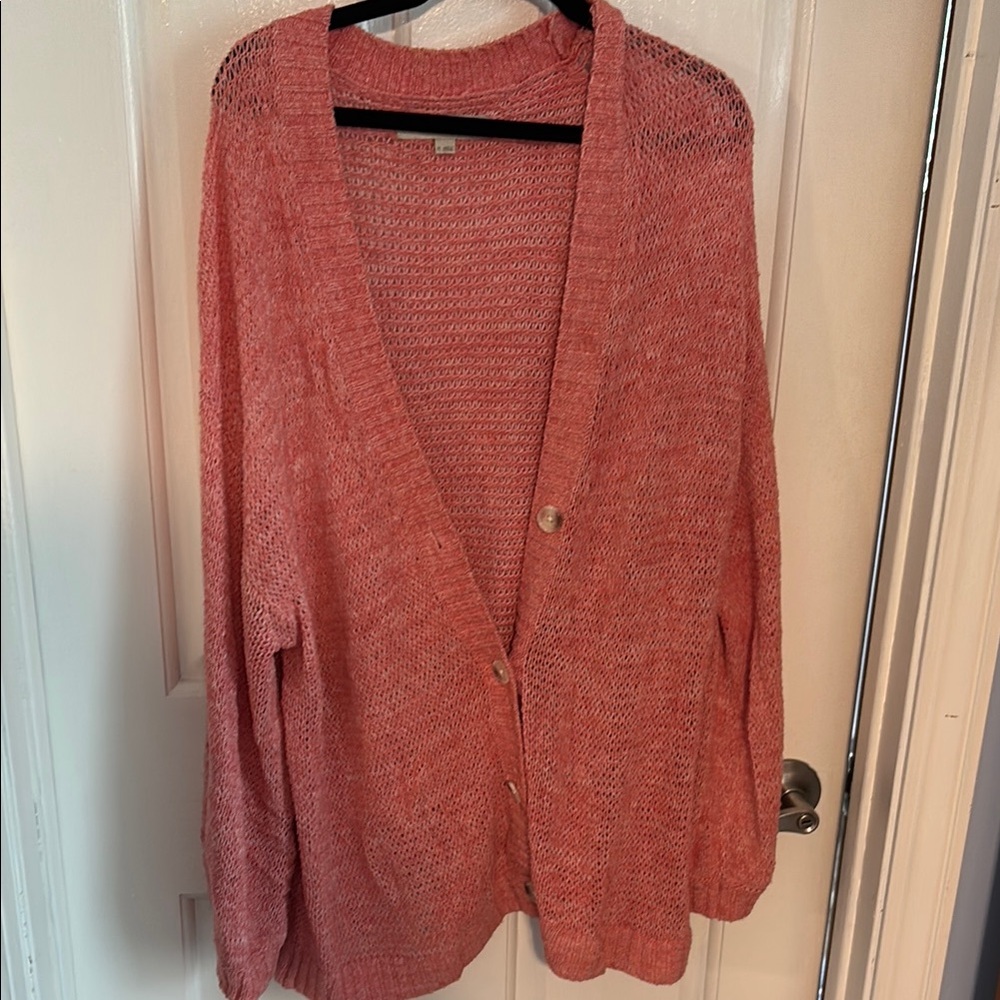 LOFT Pink Cardigan Sweater with Relaxed Fit